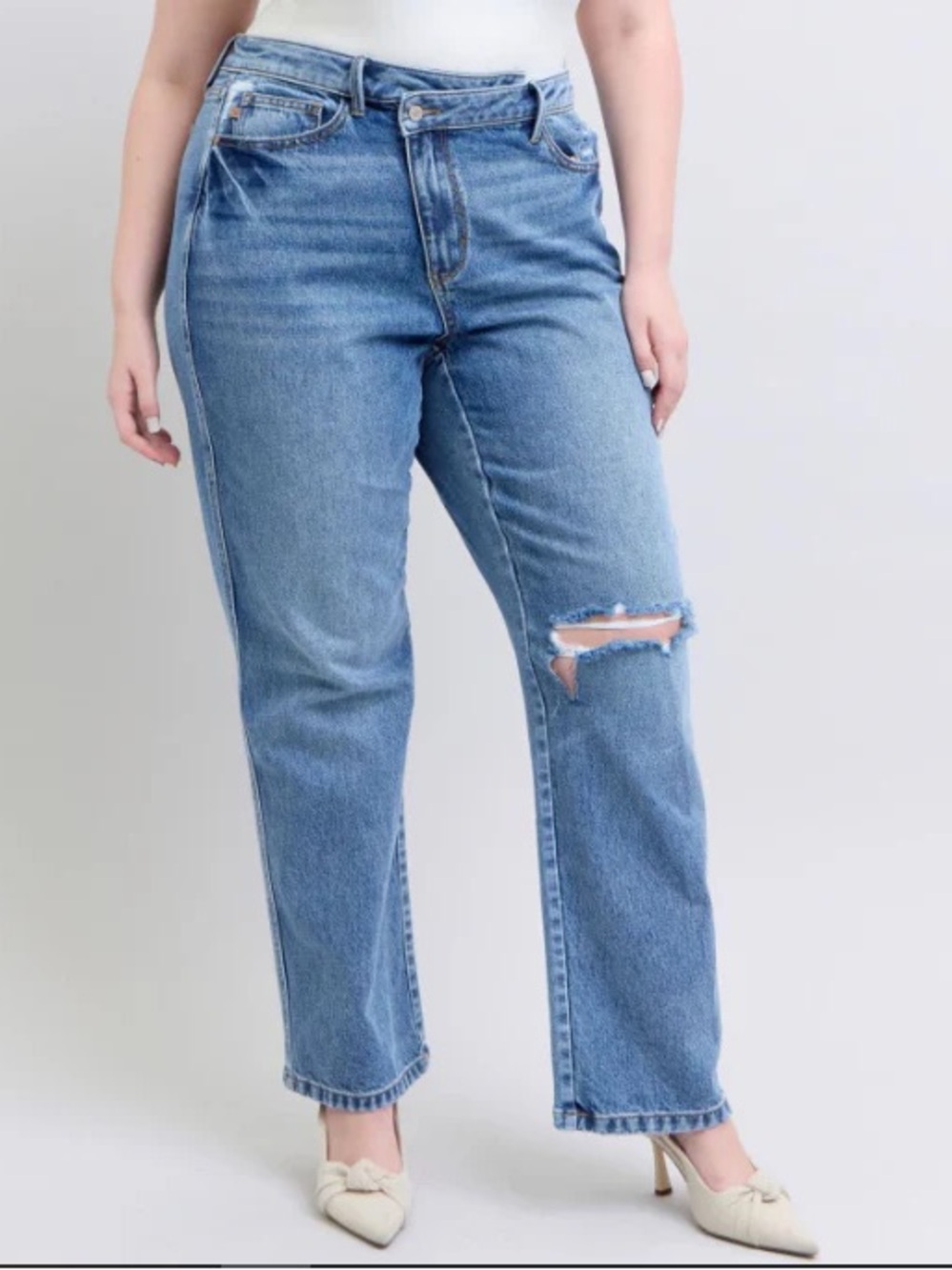 Judy Blue Denim Padre Rigid Magic Dad Jeans Relaxed Straight Distressed size 20W